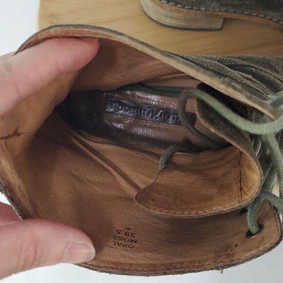 Modern Vintage Women's Leather Slouchy Combat Boots Opal Moss Brown Size 39.5 - Picture 12 of 13